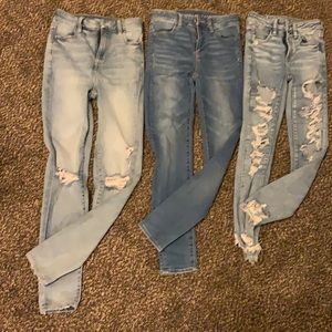 3 like new American Eagle Stretch Jeans 00